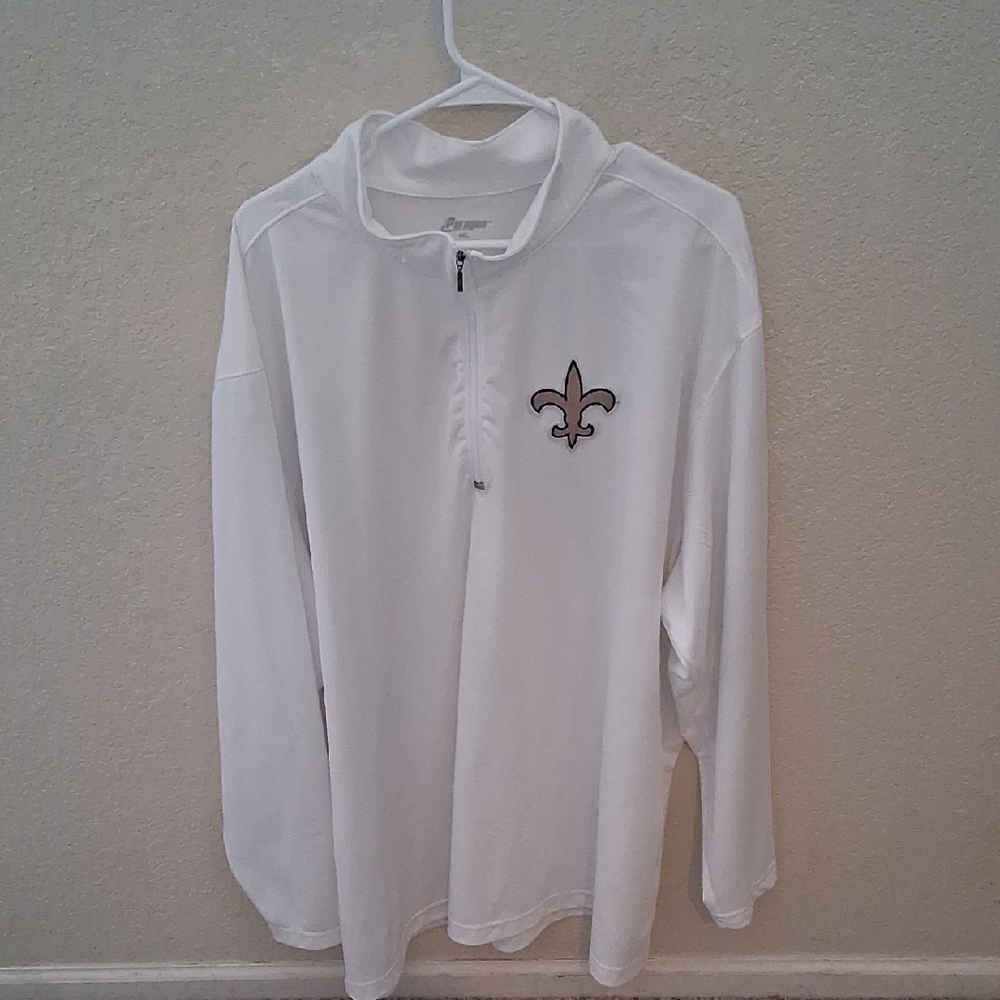 White Quarter-Zip Pullover Saints Logo